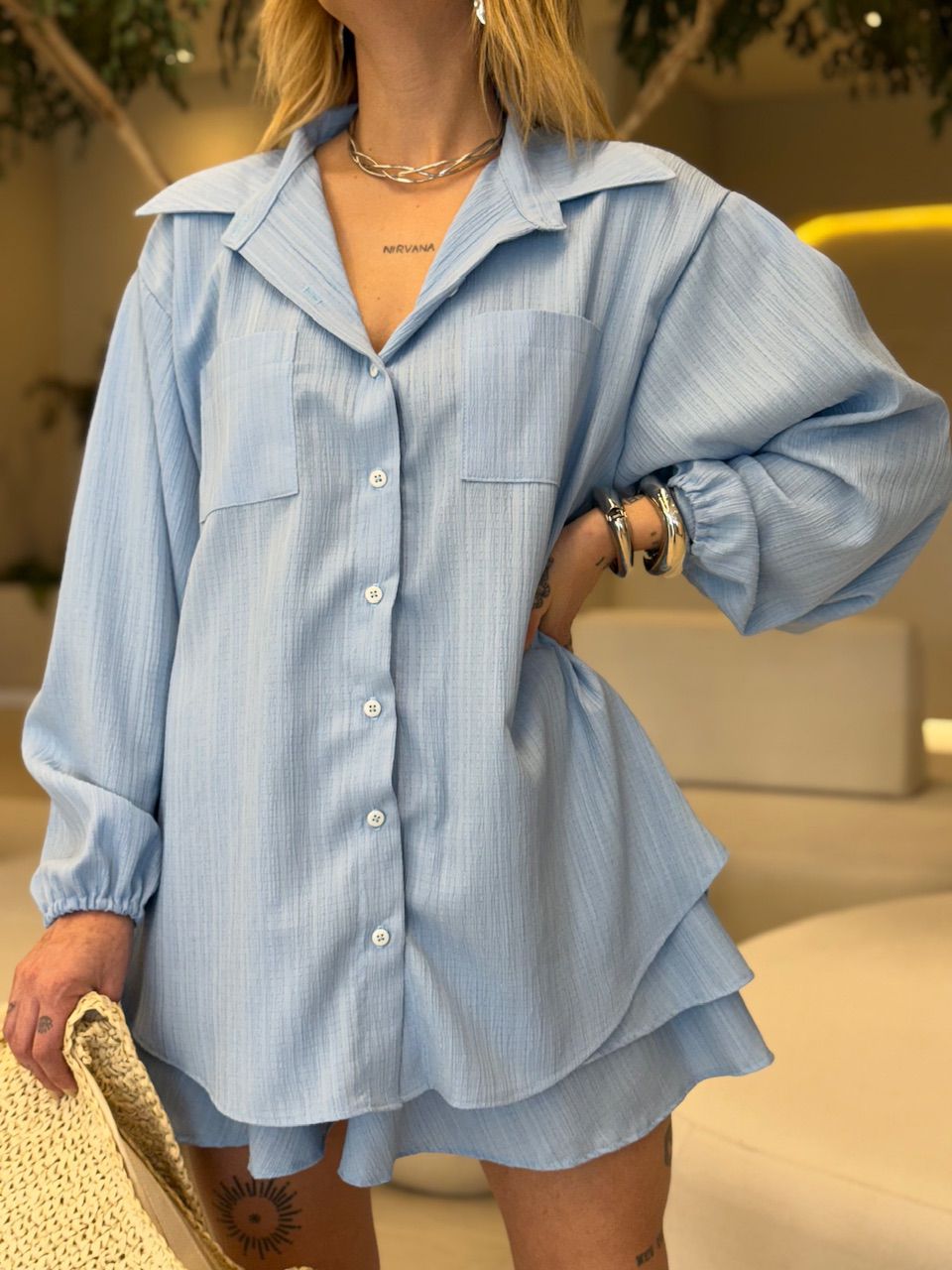 CAMISA NINA CF OVER AZUL