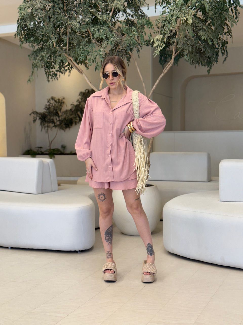 CAMISA NINA CF OVER ROSA