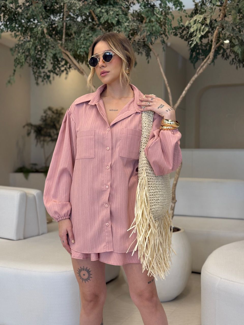 CAMISA NINA CF OVER ROSA