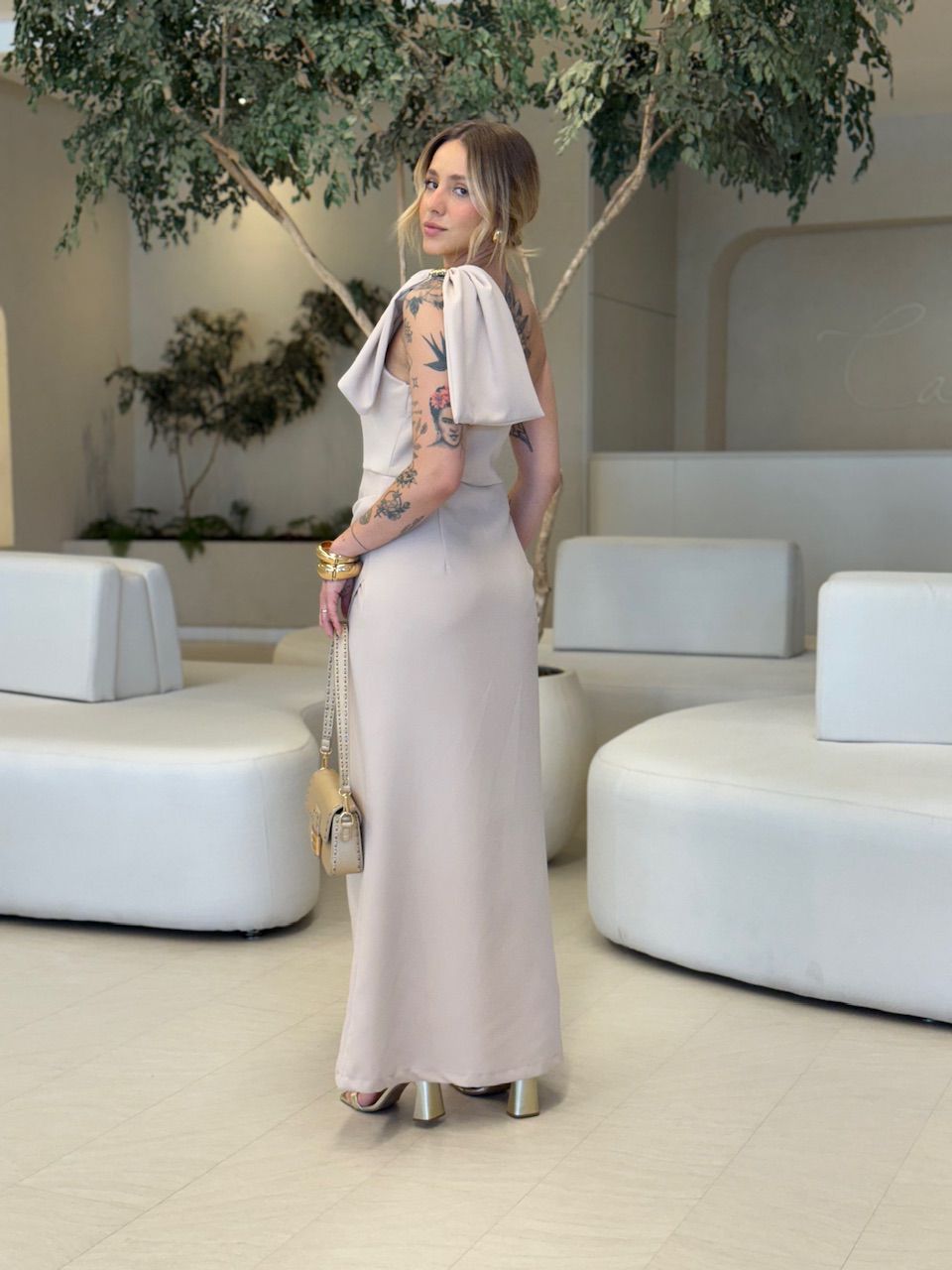 VESTIDO ALEXIA LAÇO NUDE