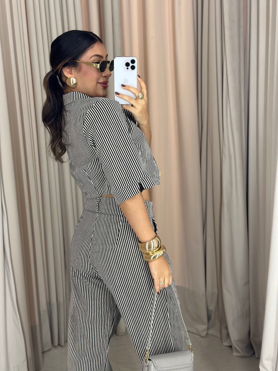 CONJUNTO CAROL LISTRADO PRETO