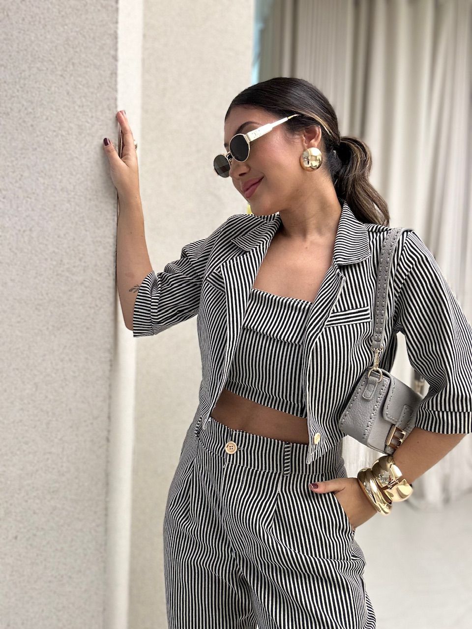 CONJUNTO CAROL LISTRADO PRETO