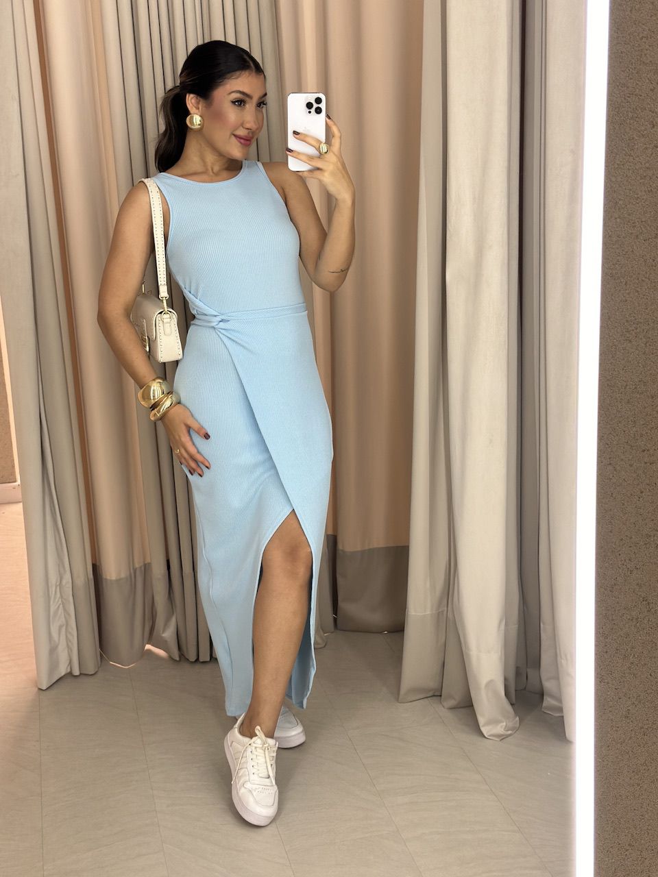 VESTIDO SELMA CAVADO BABY BLUE