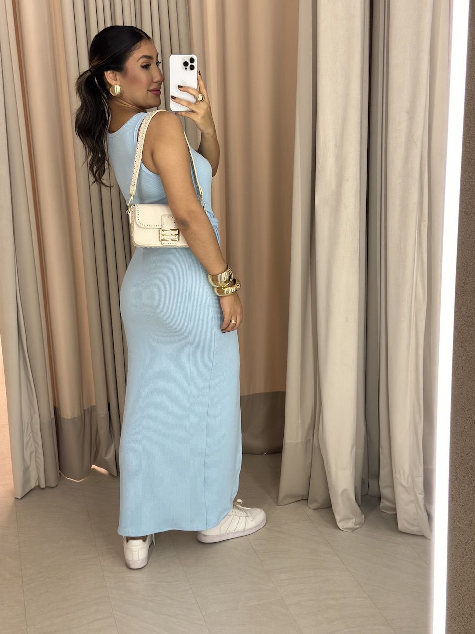 VESTIDO SELMA CAVADO BABY BLUE