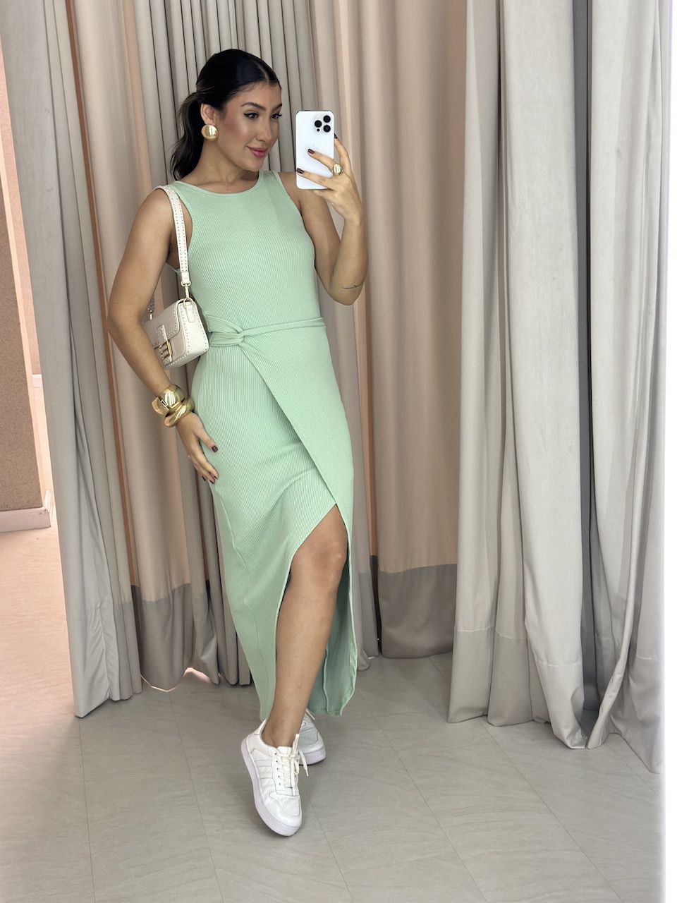VESTIDO SELMA CAVADO BABY GREEN - 0058210400 - CAROLLA FERRARO