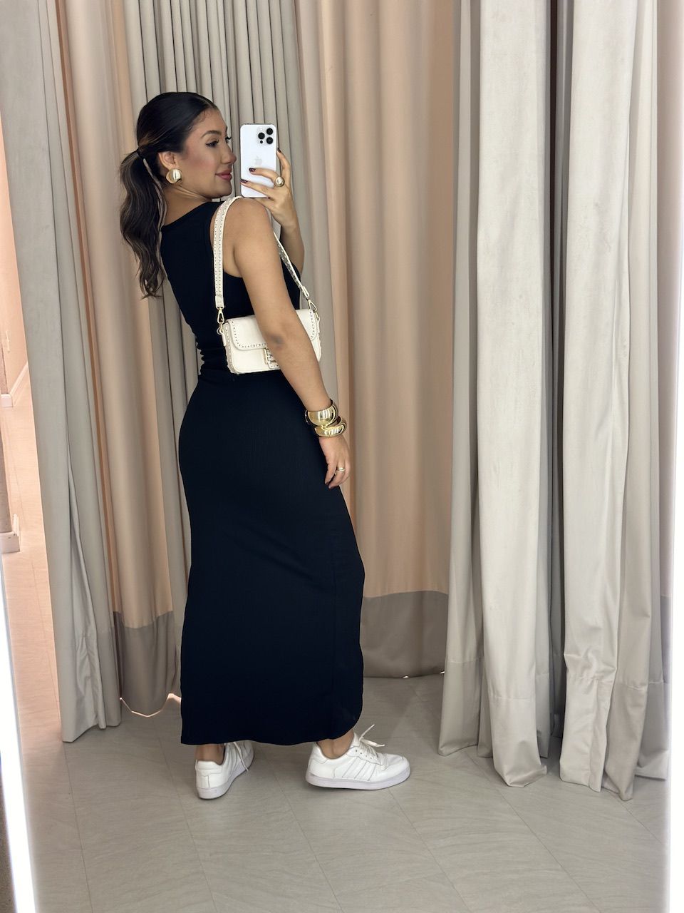 VESTIDO SELMA CAVADO preto