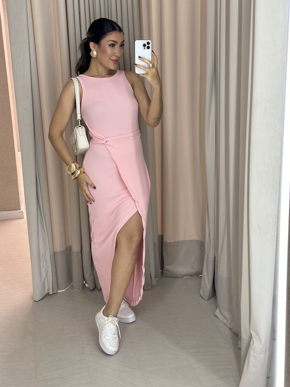 VESTIDO SELMA CAVADO ROSA
