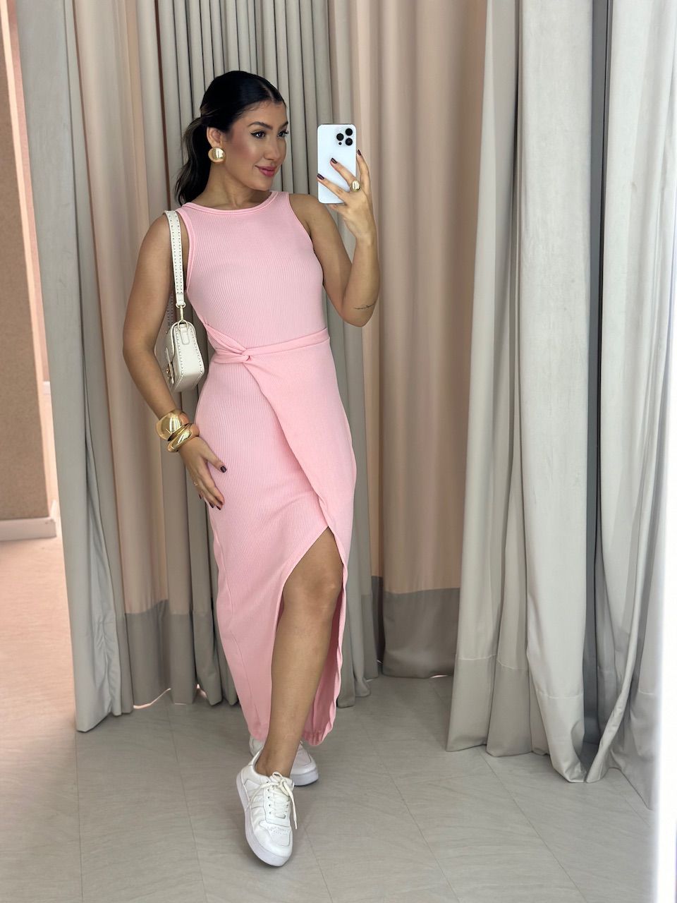 VESTIDO SELMA CAVADO ROSA