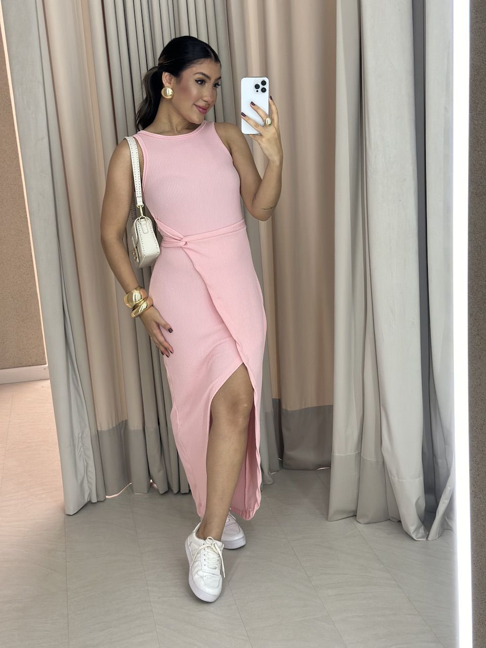 VESTIDO SELMA CAVADO ROSA
