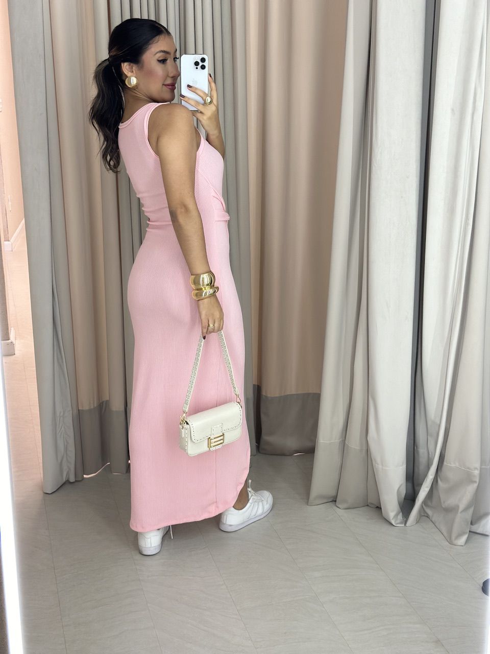 VESTIDO SELMA CAVADO ROSA