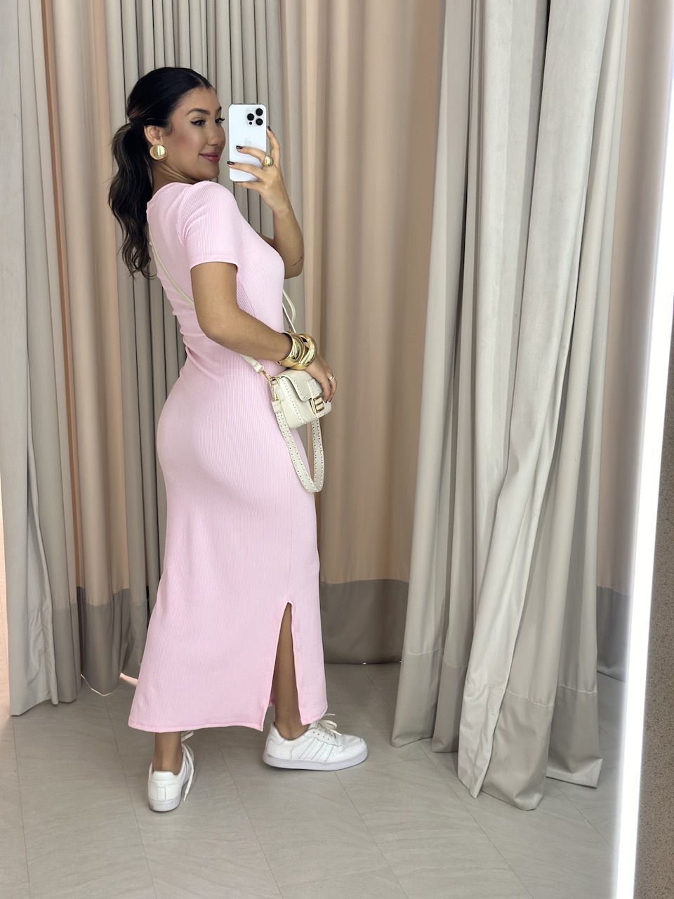 VESTIDO TÂNIA MANGA CURTA ROSA BALÉ