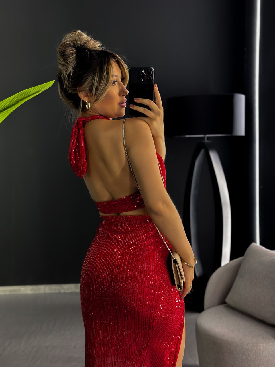 CONJUNTO TOP FAIXA PAETÊ VERMELHO