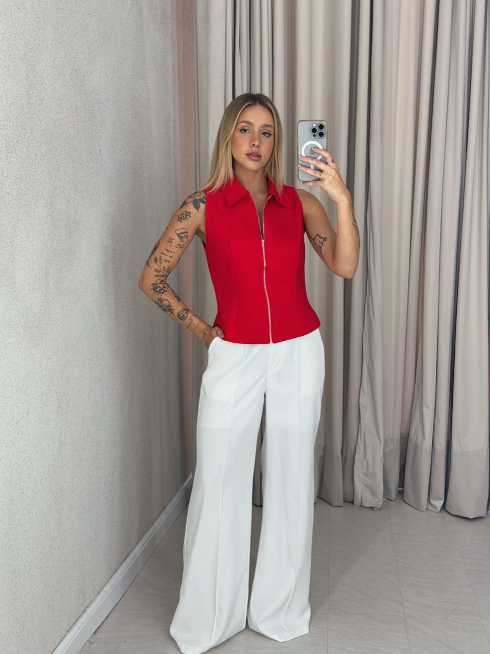 BLUSA ANALU ZÍPER VERMELHA