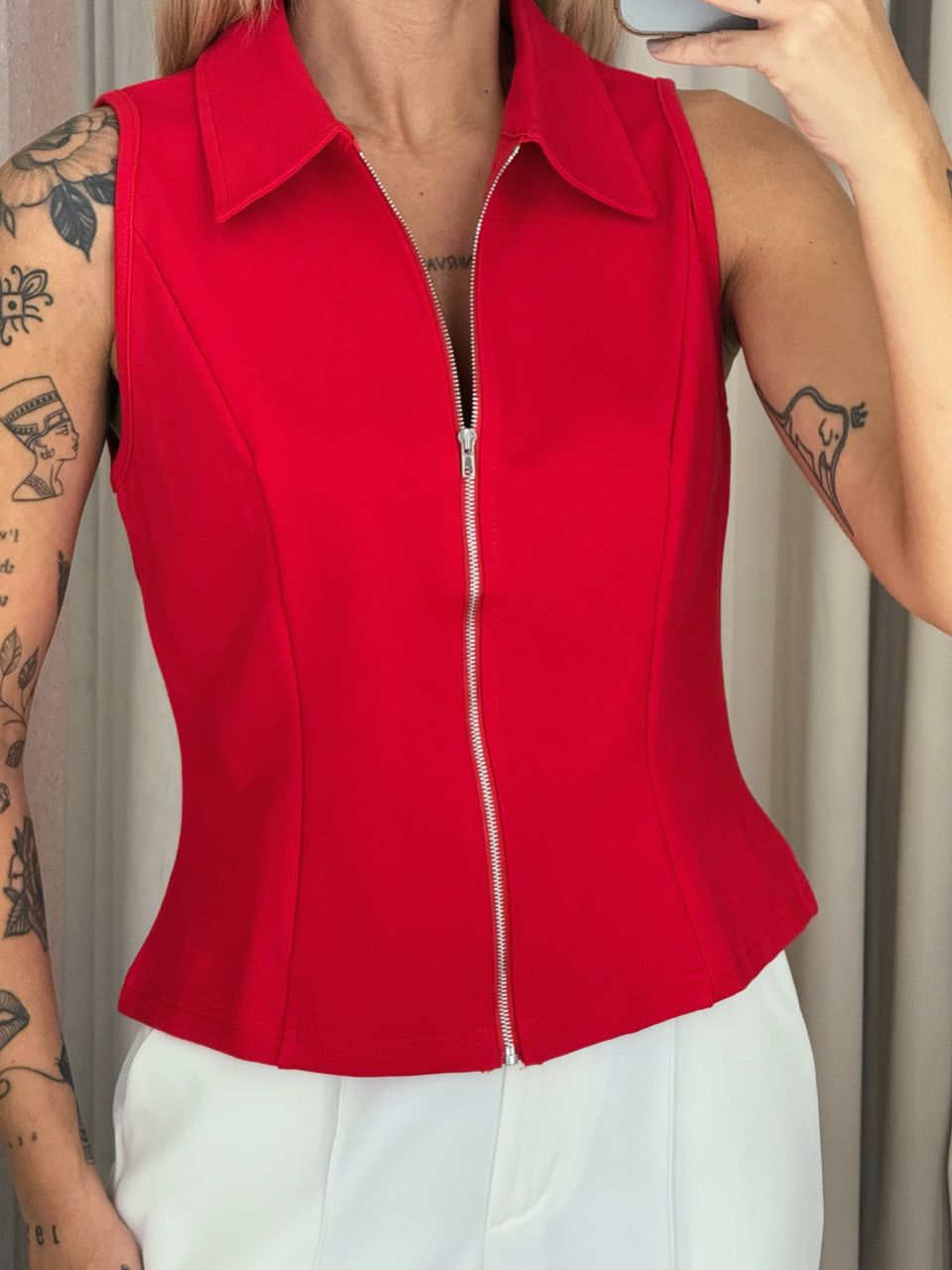 BLUSA ANALU ZÍPER VERMELHA