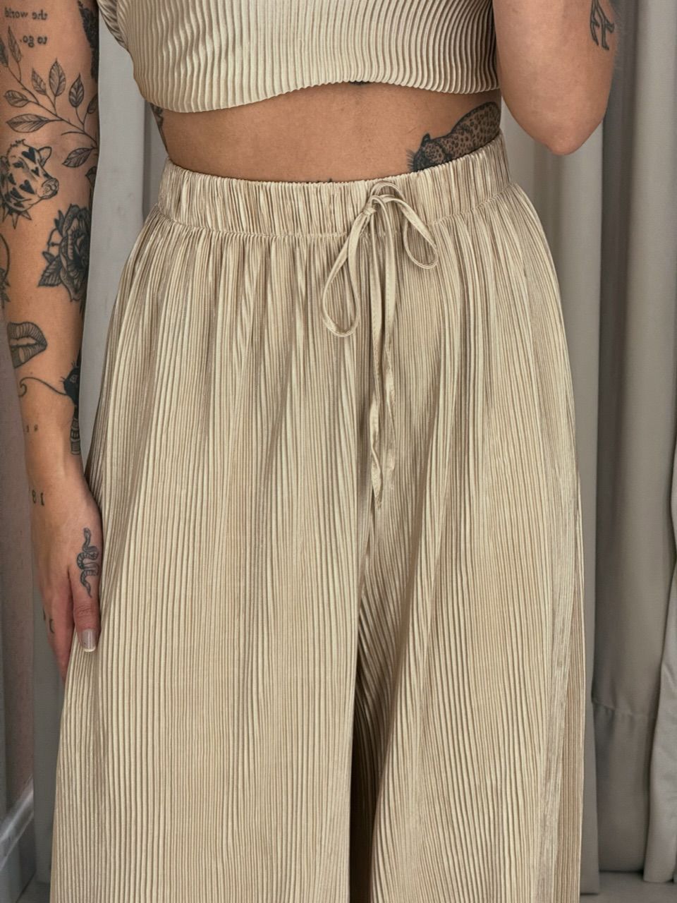 CONJUNTO ESTHER PLISSADO MARFIM