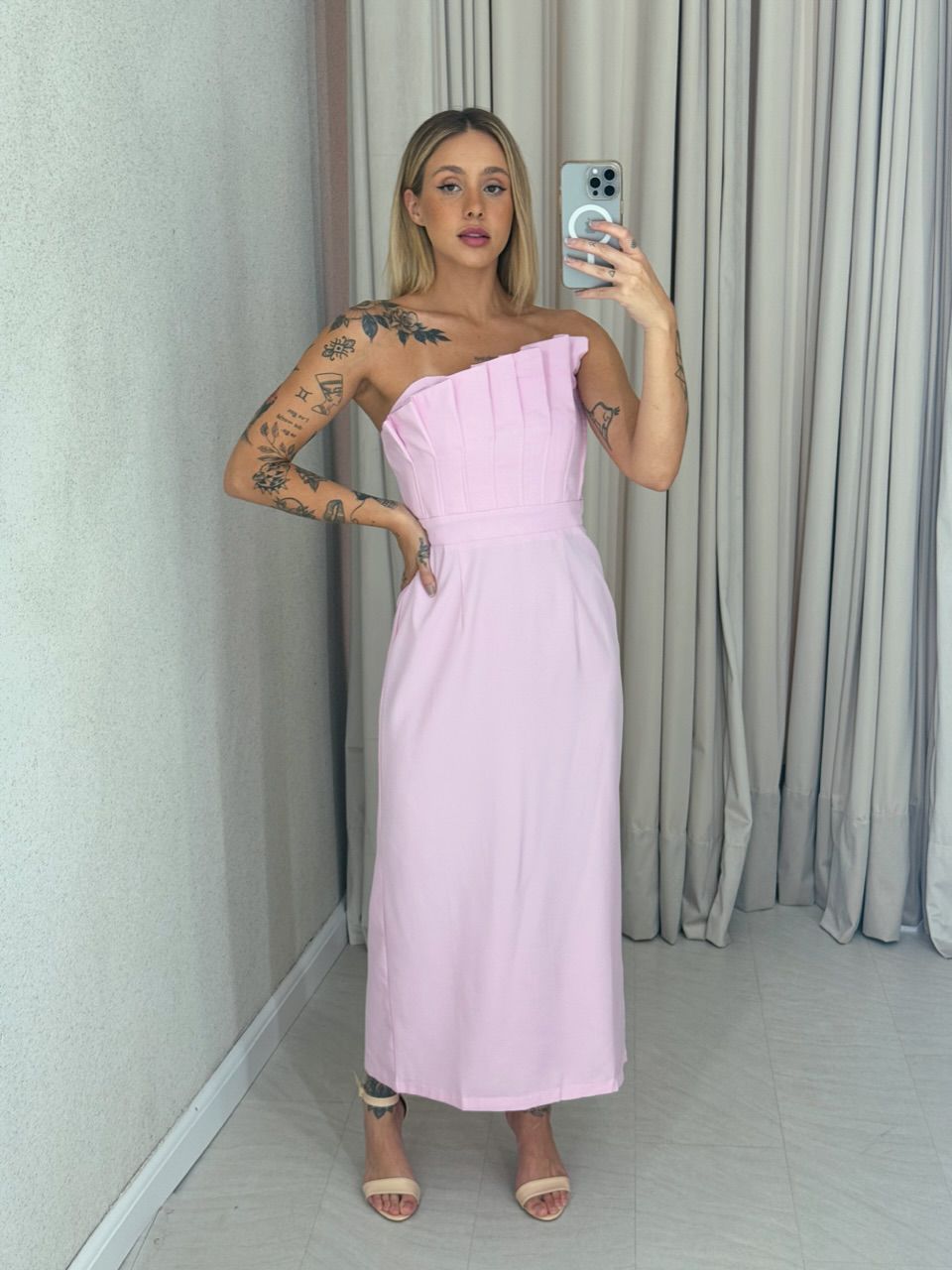VESTIDO AMÁLIA TOMARA QUE CAIA BABY PINK - 0059110... - CAROLLA FERRARO