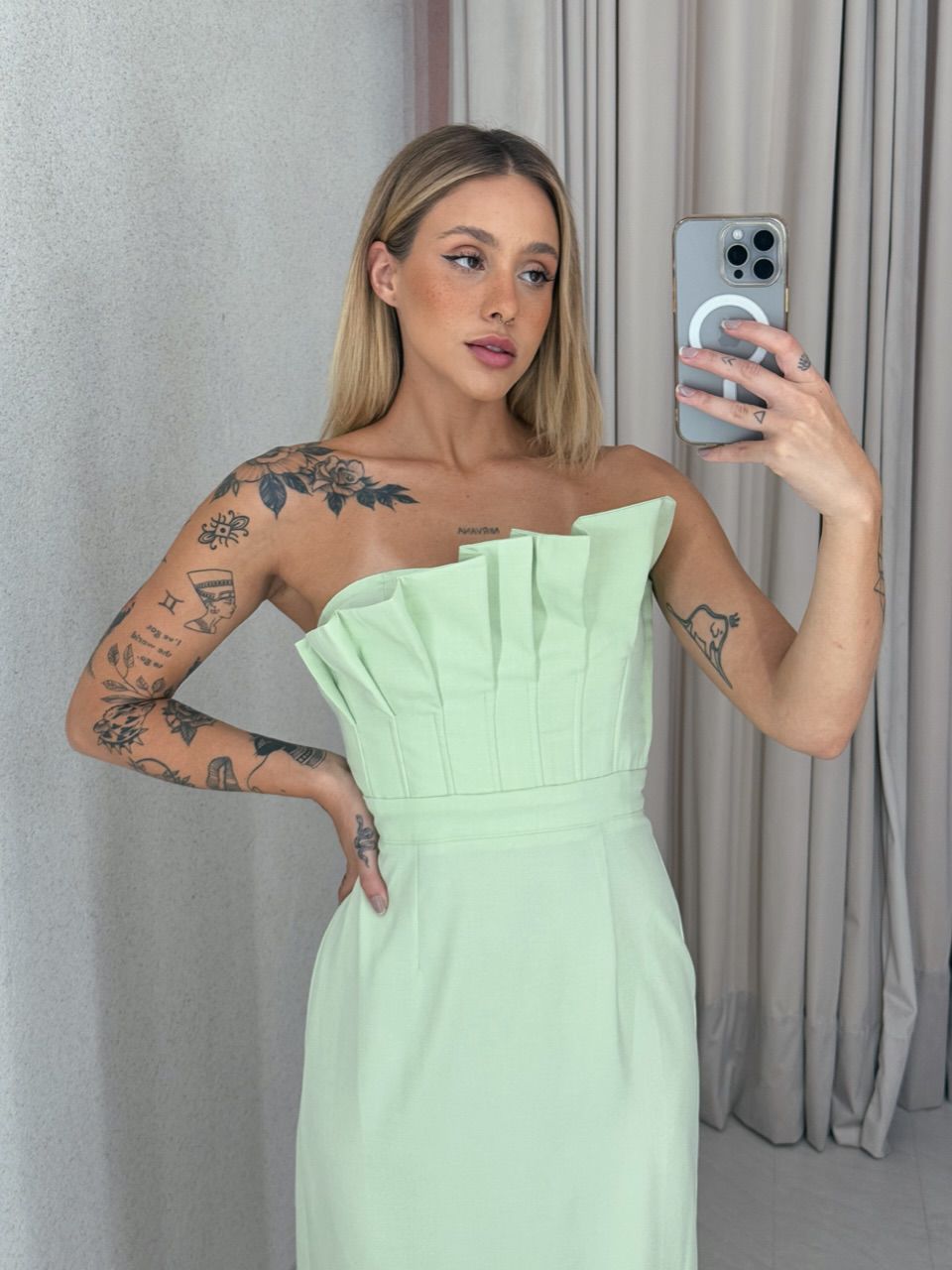 VESTIDO AMÁLIA TOMARA QUE CAIA VERDE