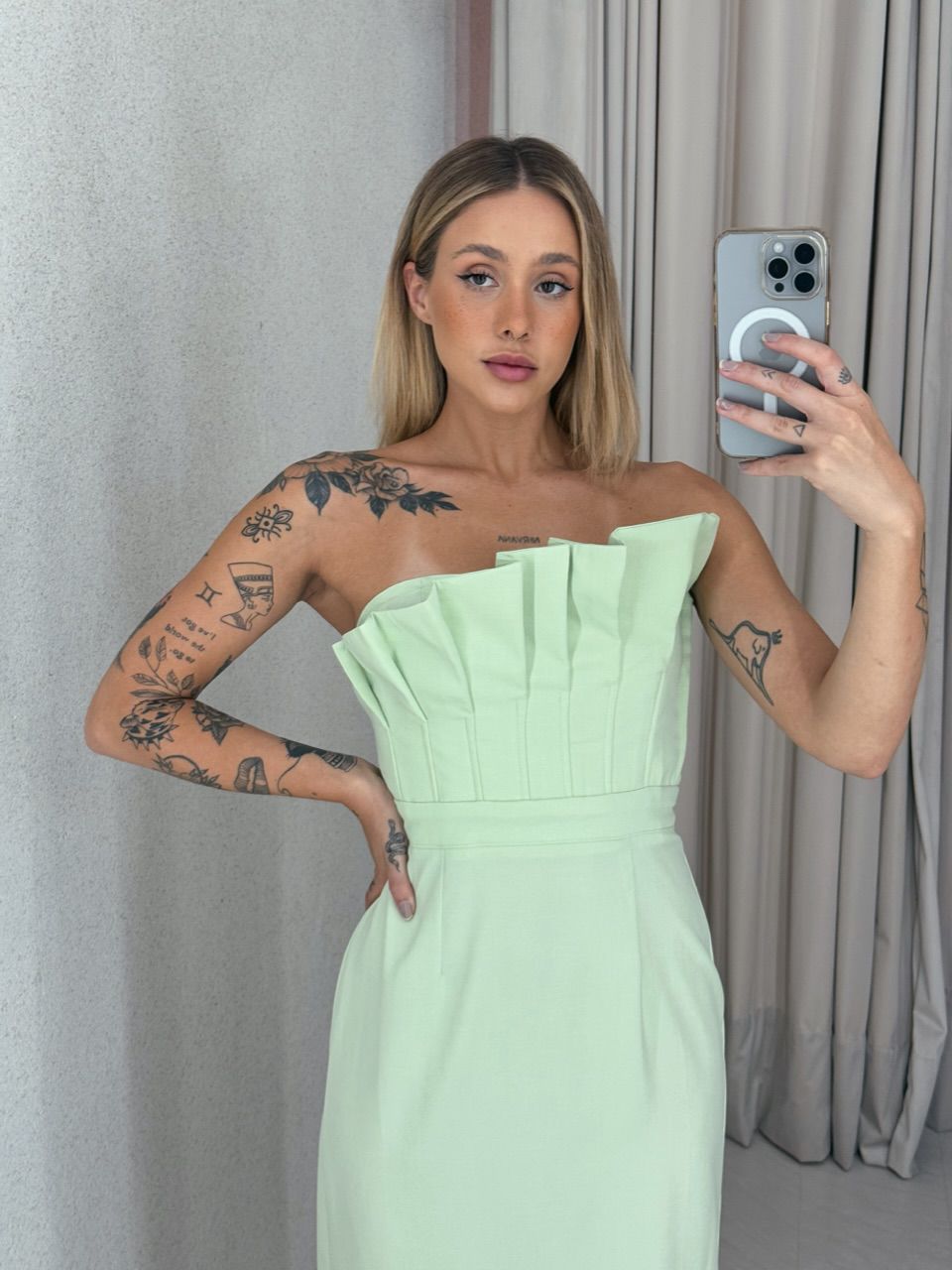 VESTIDO AMÁLIA TOMARA QUE CAIA VERDE