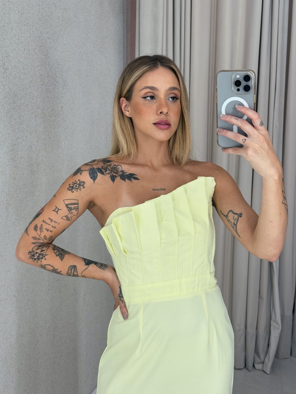 VESTIDO AMÁLIA TOMARA QUE CAIA YELLOW BUTTER