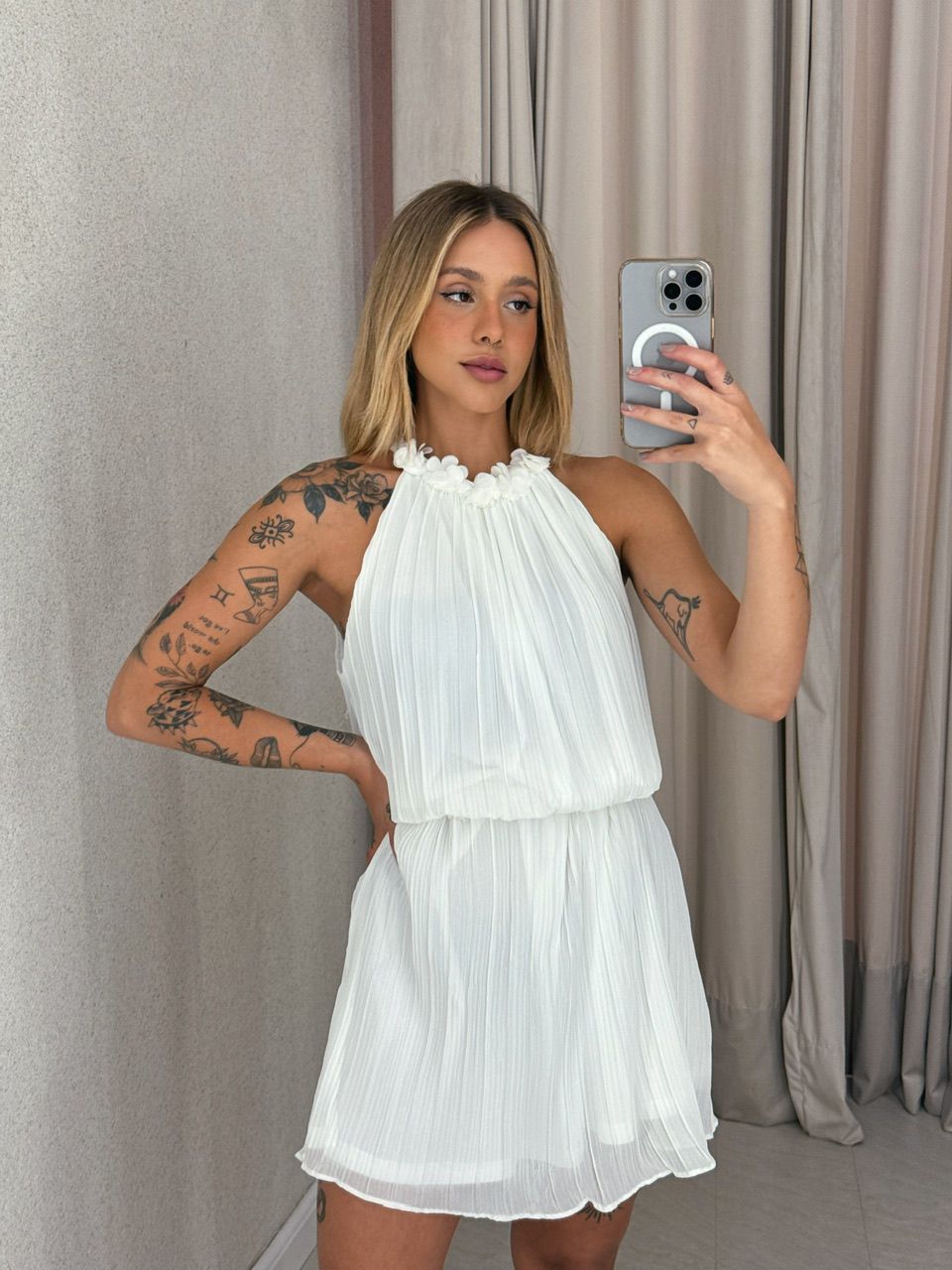 VESTIDO MARIA ELISA PLISSADO OFF