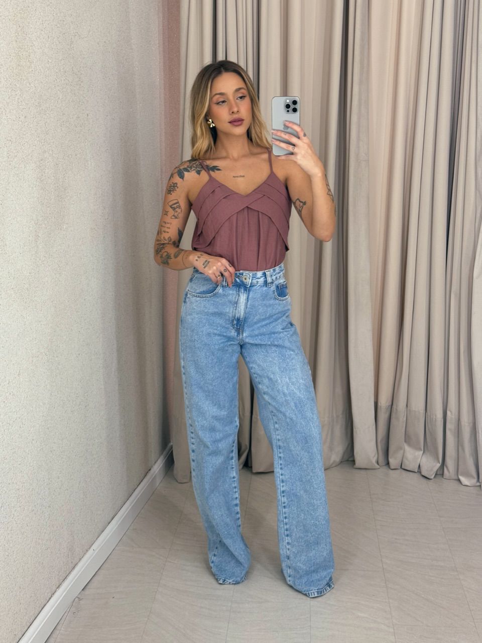 BLUSA VIVIANE ALÇA ROSA QUEIMADO