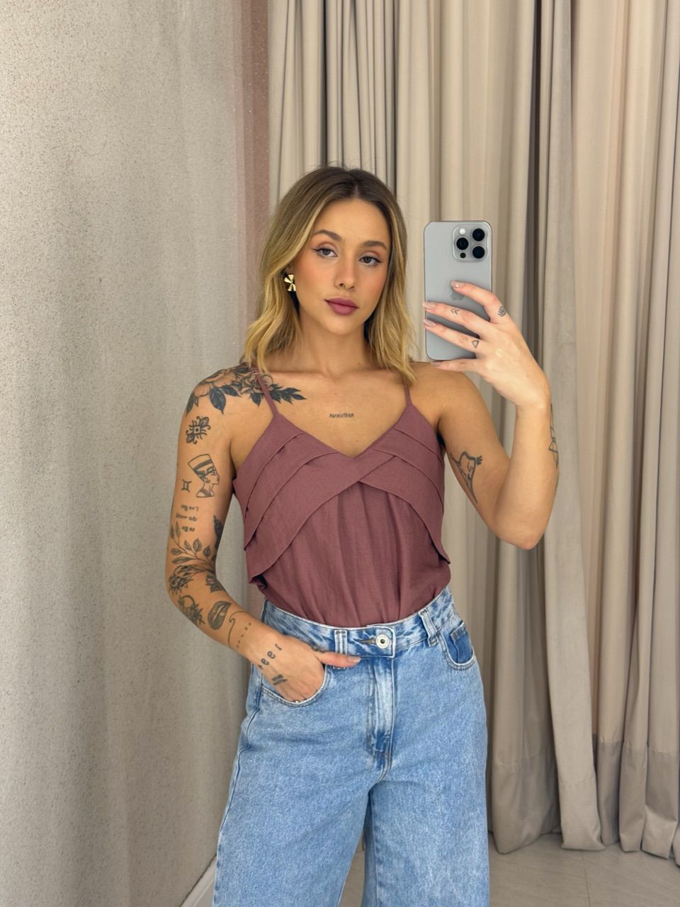 BLUSA VIVIANE ALÇA ROSA QUEIMADO - 0060960389 - CAROLLA FERRARO