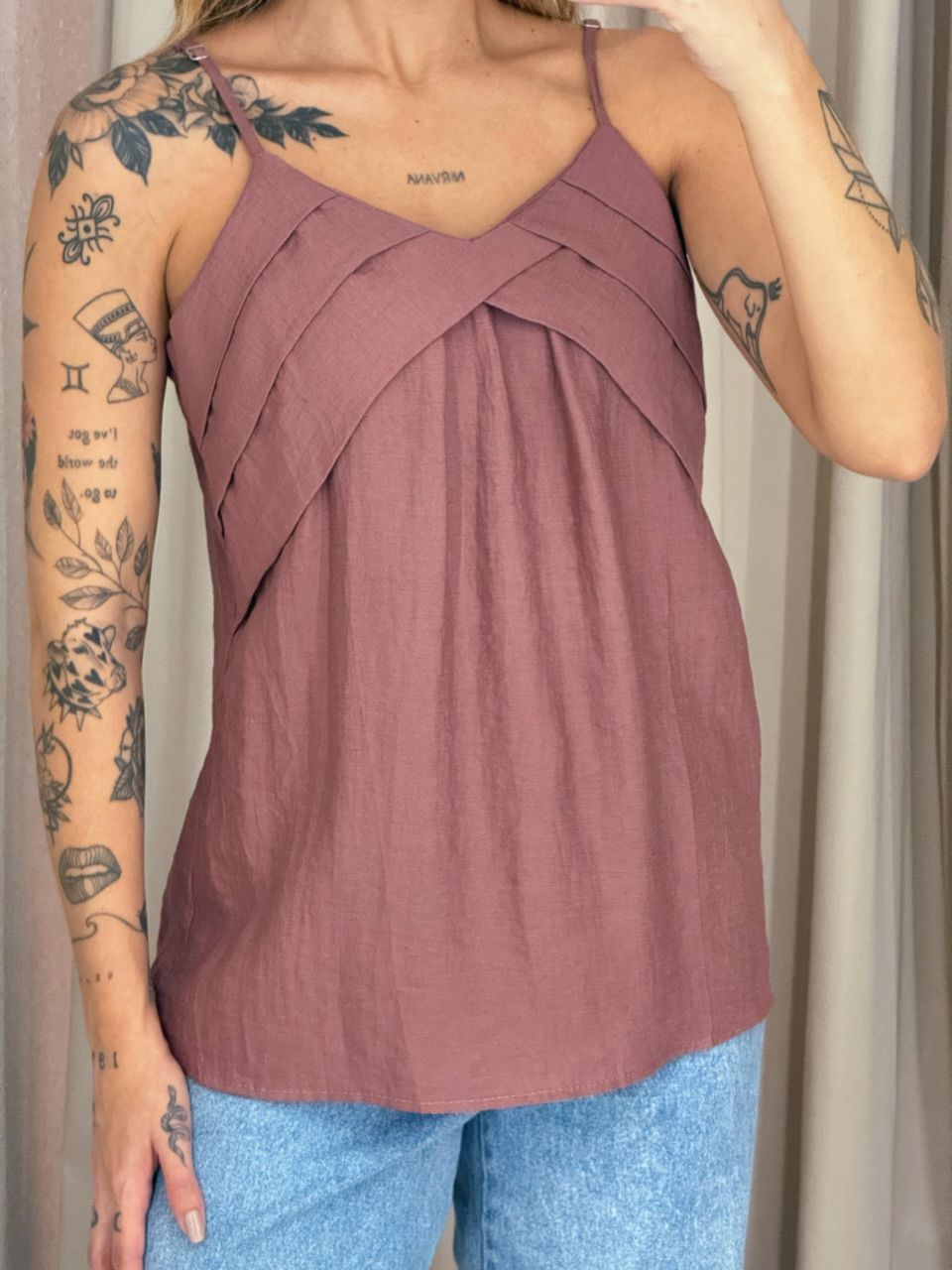 BLUSA VIVIANE ALÇA ROSA QUEIMADO