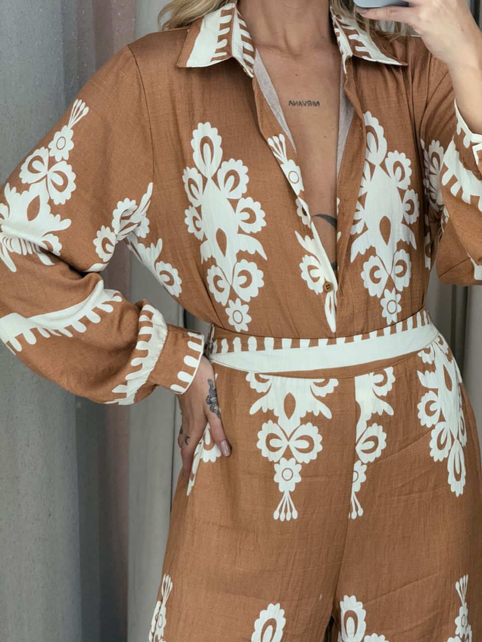 CONJUNTO FLORENCE CALÇA CARAMELO