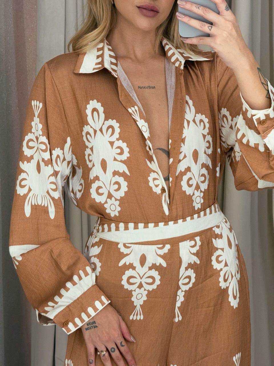 CONJUNTO FLORENCE CALÇA CARAMELO