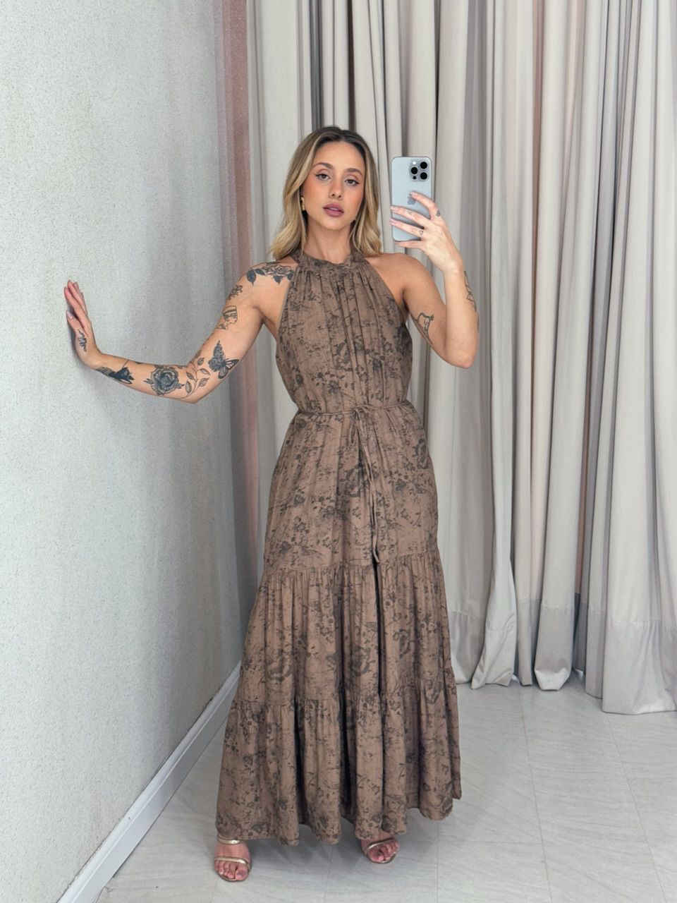 VESTIDO KARINA LONGO MARROM