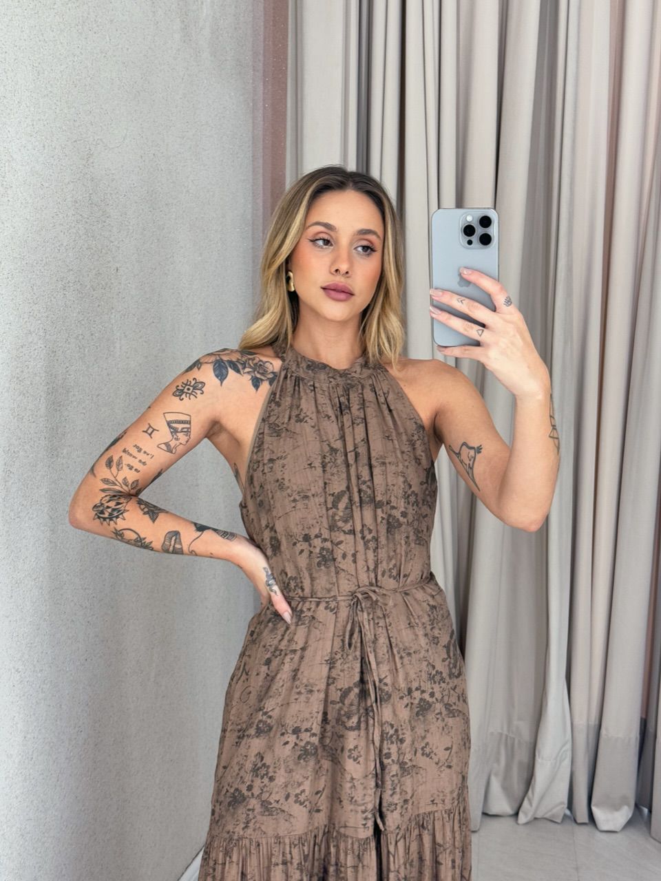 VESTIDO KARINA LONGO MARROM