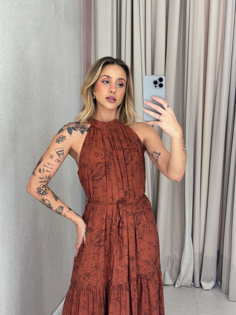 VESTIDO KARINA LONGO TERRA COTA 