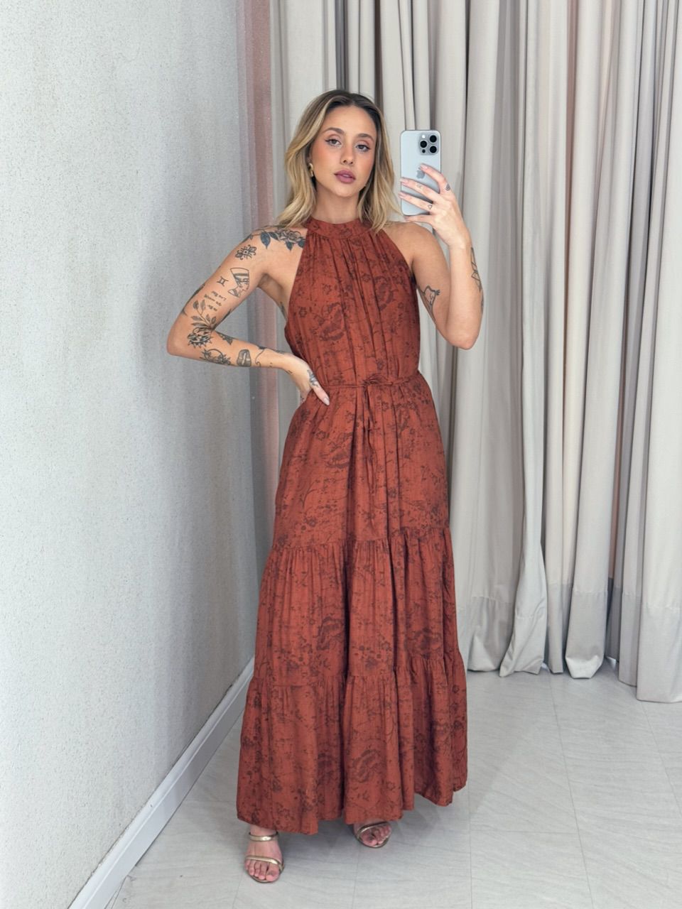 VESTIDO KARINA LONGO TERRA COTA 