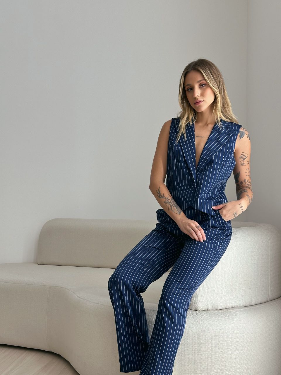 CONJUNTO ISA COLETE CALÇA MARINHO - 0049480055 - CAROLLA FERRARO