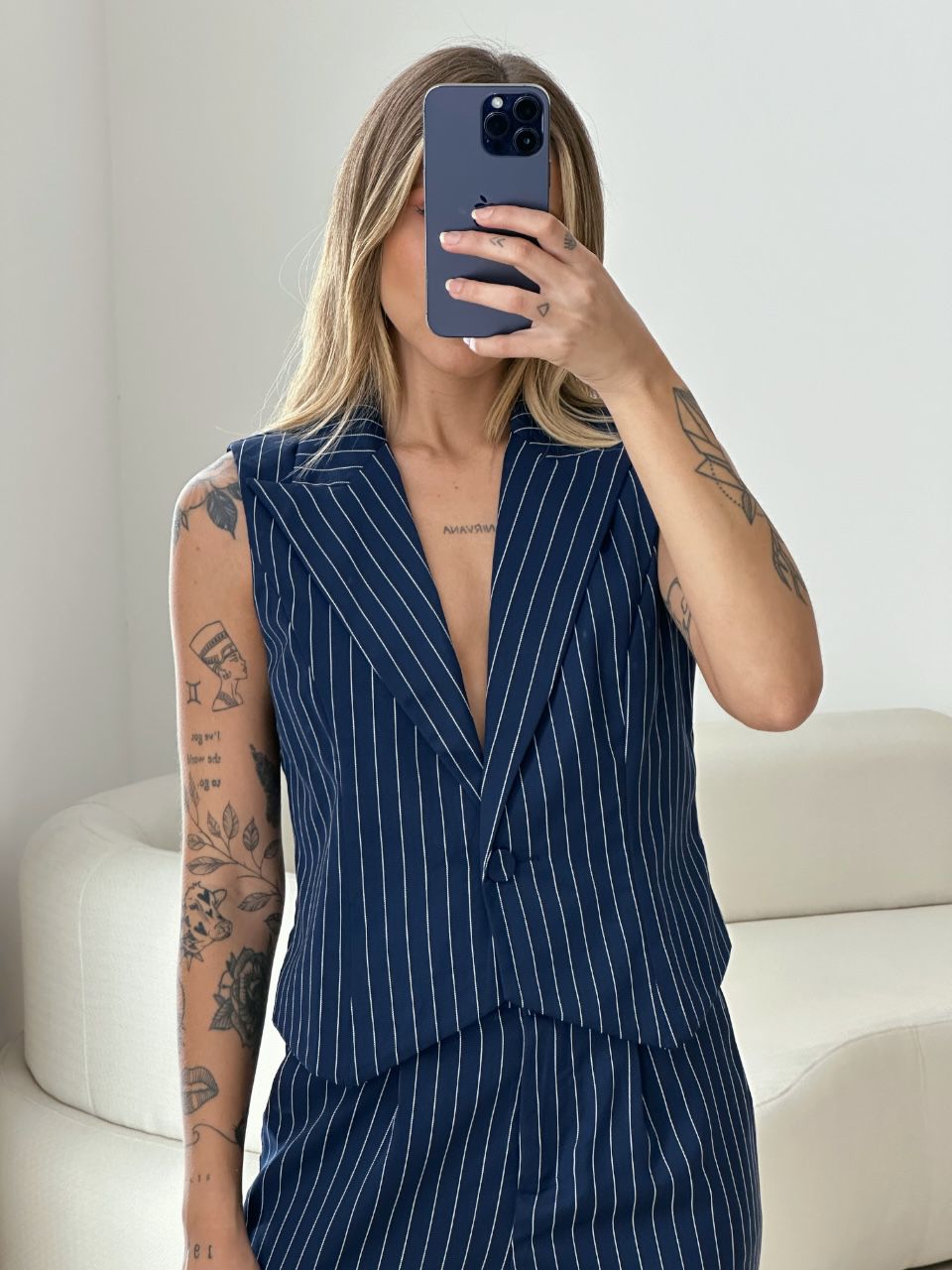 CONJUNTO ISA COLETE CALÇA MARINHO