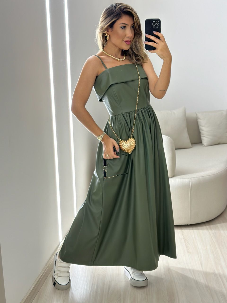 VESTIDO BRIANA COURINO VERDE - 0049460014 - CAROLLA FERRARO