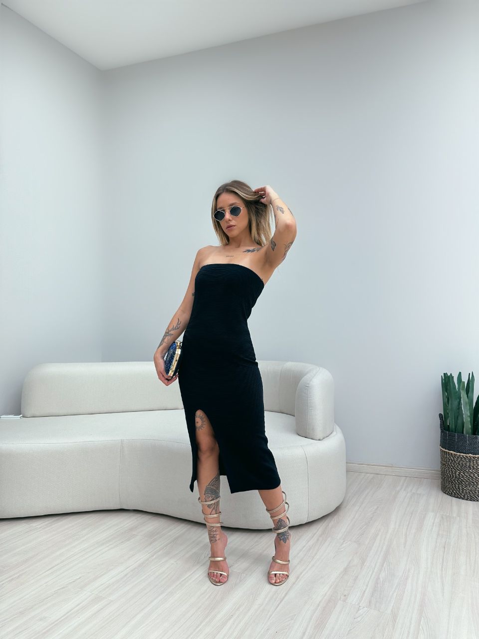 VESTIDO SANDRA ANARRUGA PRETO