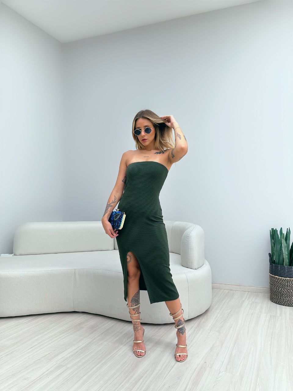 VESTIDO SANDRA ANARRUGA VERDE