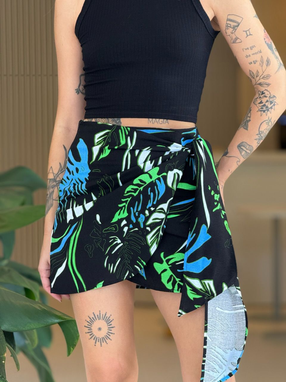 SAIA DUDA CURTA ESTAMPADA