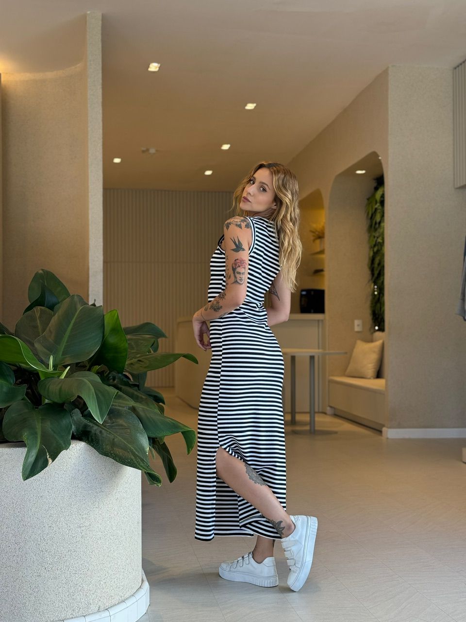 VESTIDO ANA VITÓRIA LISTRADO OFF