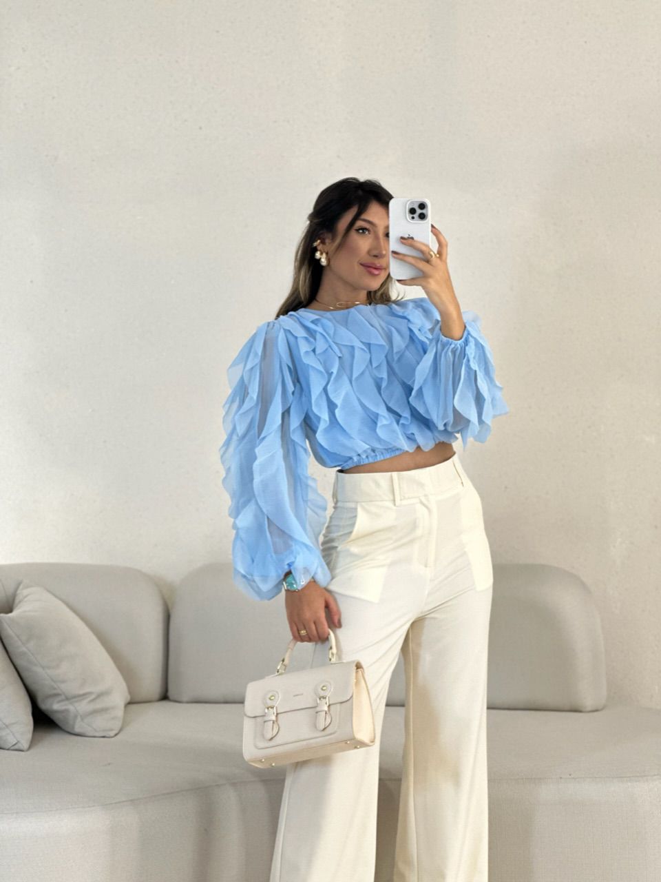 BLUSA FLÁVIA BABADO VERTICAL BABY BLUE