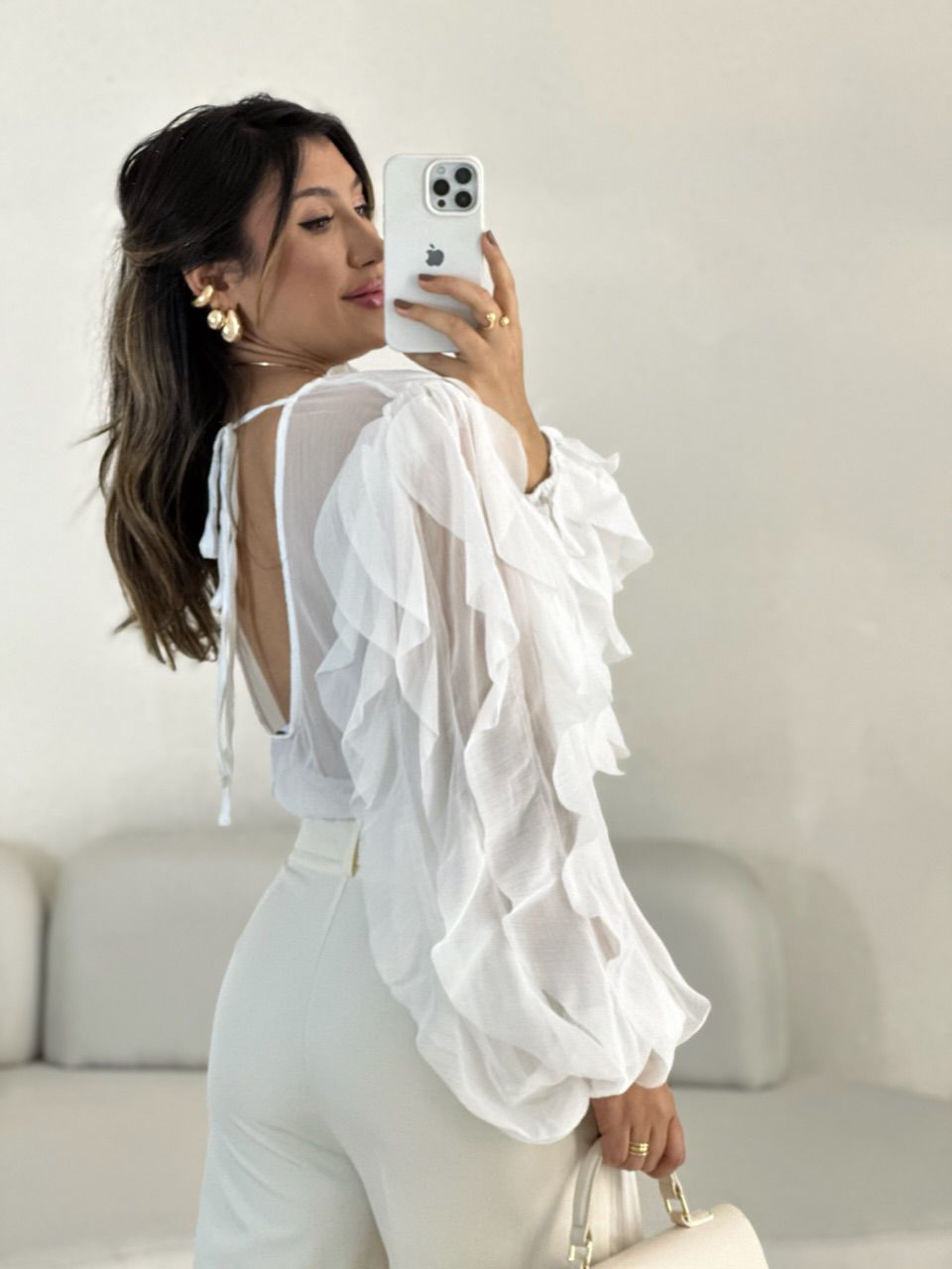BLUSA FLÁVIA BABADO VERTICAL OFF