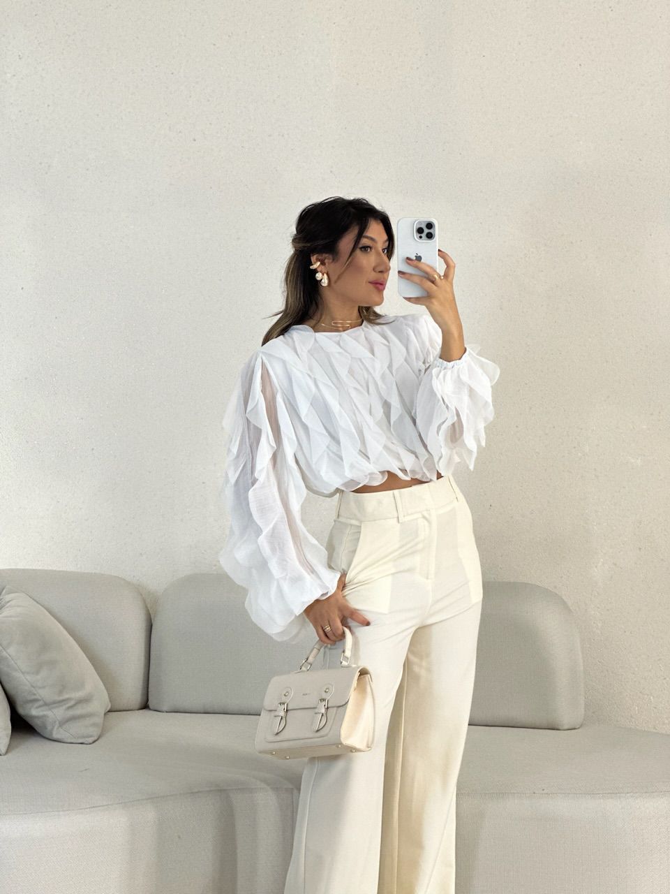 BLUSA FLÁVIA BABADO VERTICAL OFF