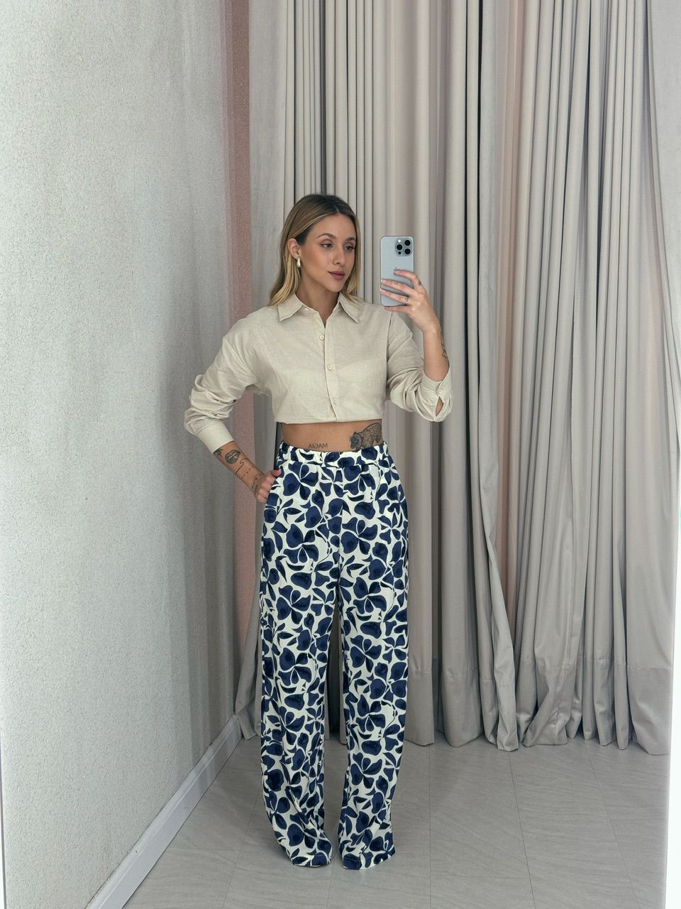 CALÇA MARÍLIA ESTAMPADA AZUL