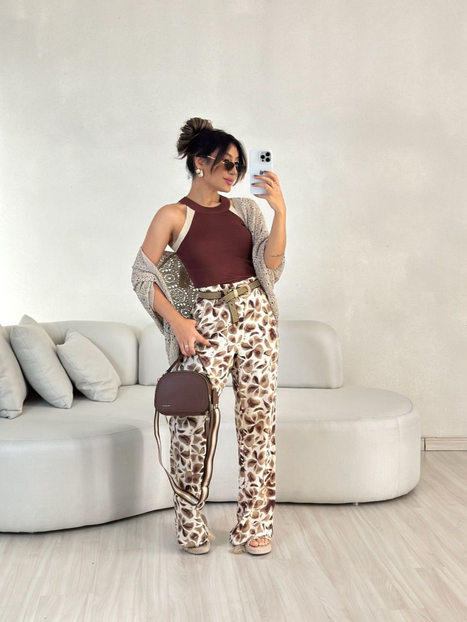 CALÇA MARÍLIA ESTAMPADA NUDE