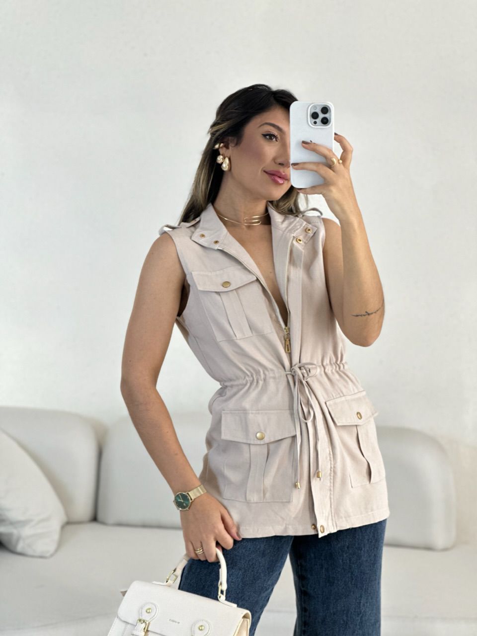 COLETE BOLSO CARGO NUDE - 0055030049 - CAROLLA FERRARO