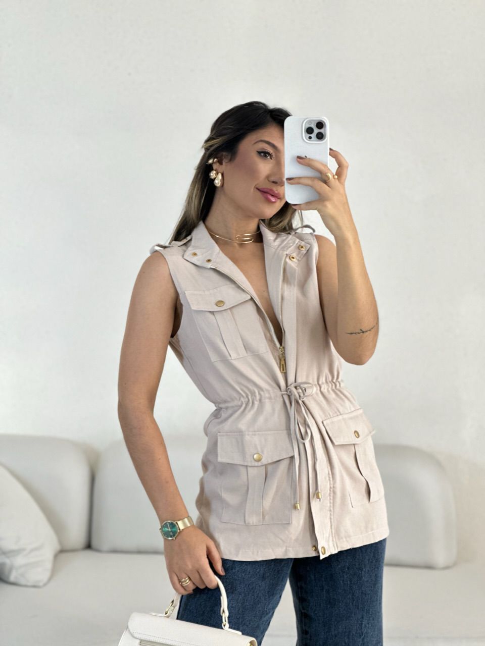COLETE BOLSO CARGO NUDE