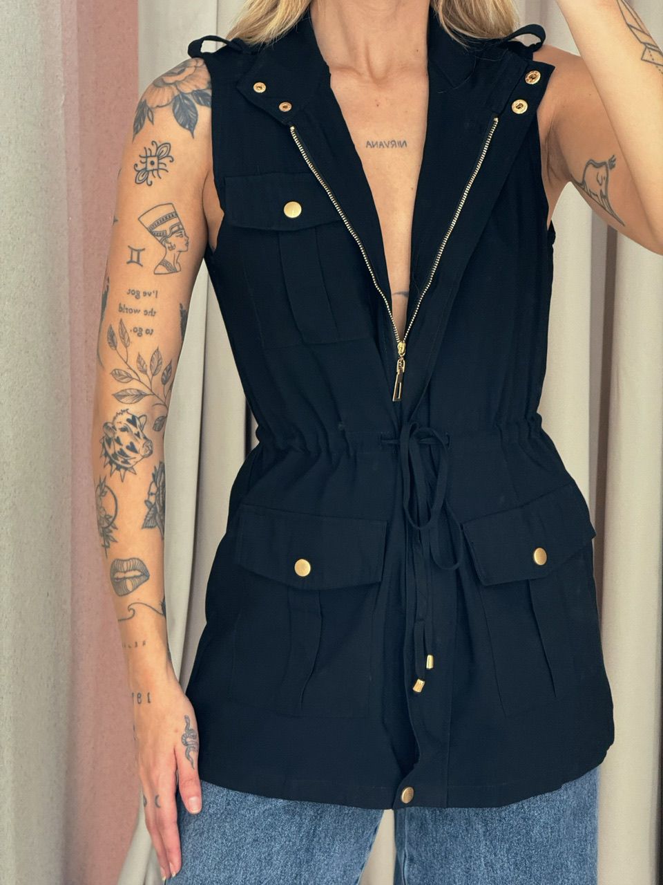 COLETE BOLSO CARGO PRETO