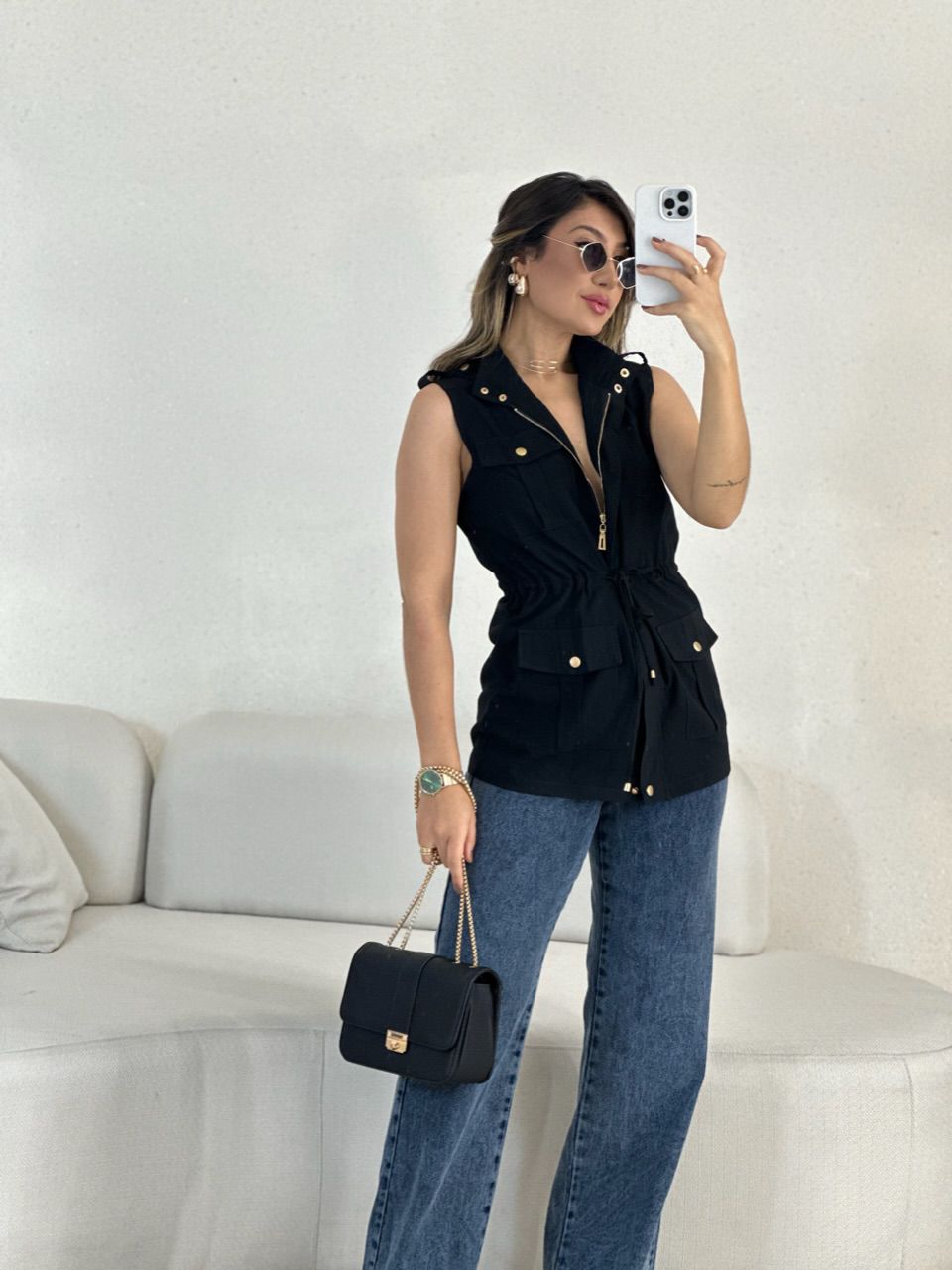 COLETE BOLSO CARGO PRETO