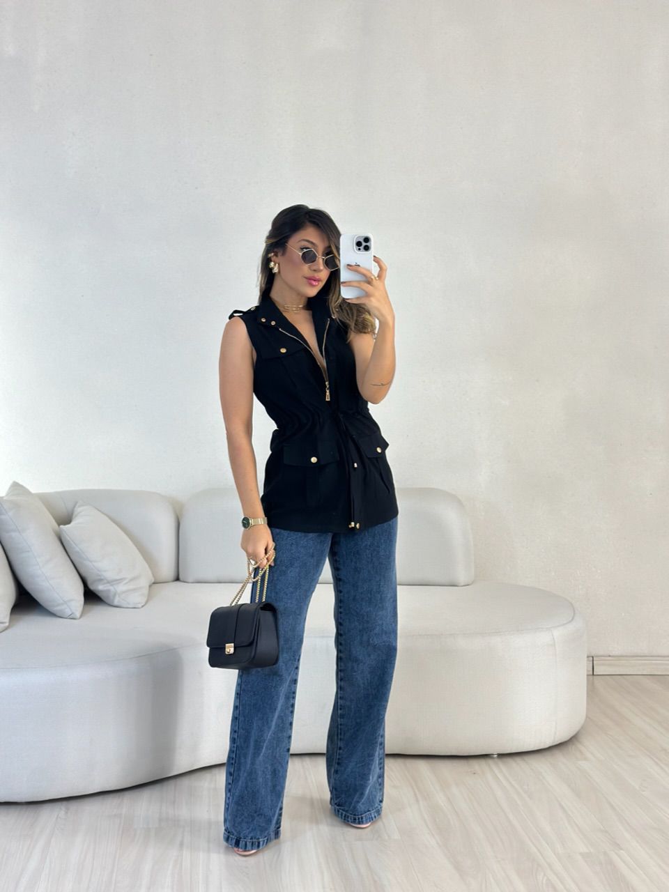 COLETE BOLSO CARGO PRETO